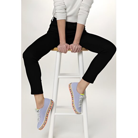 NWOT Keds Triple Kick light wash blue denim & colourful pattern mid sole sneaker - Picture 1 of 15